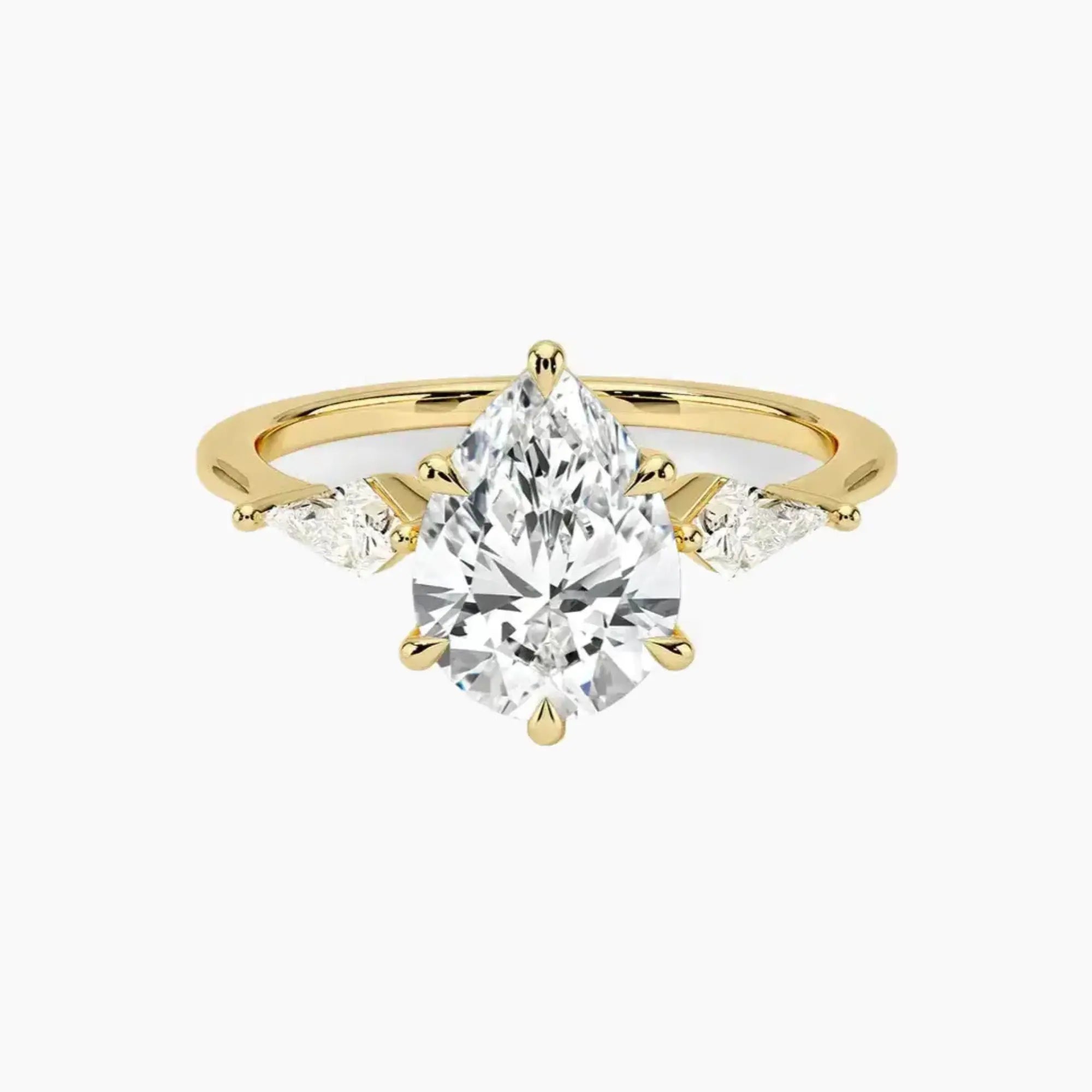 Isolde Pear Three Stone Diamond Ring Setting in 18K Rose Gold