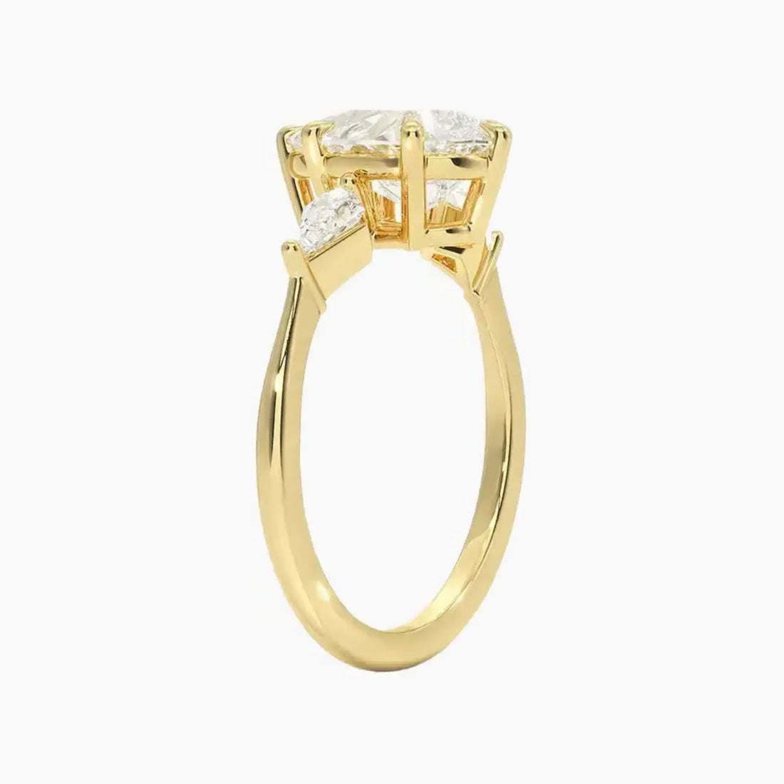 Isolde Pear Three Stone 2.5 Carat Lab Grown Diamond Engagement Ring in 14K Yellow Gold