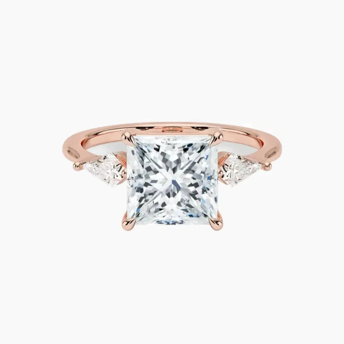 Isolde Princess Three Stone 2.5 Carat Lab Grown Diamond Engagement Ring in 18K White Gold