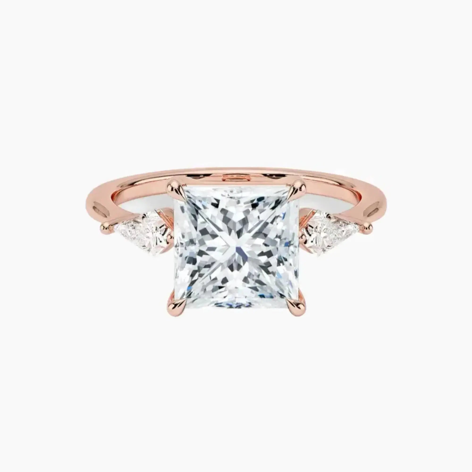 Isolde Princess Three Stone Diamond Ring Setting in 18K Yellow Gold