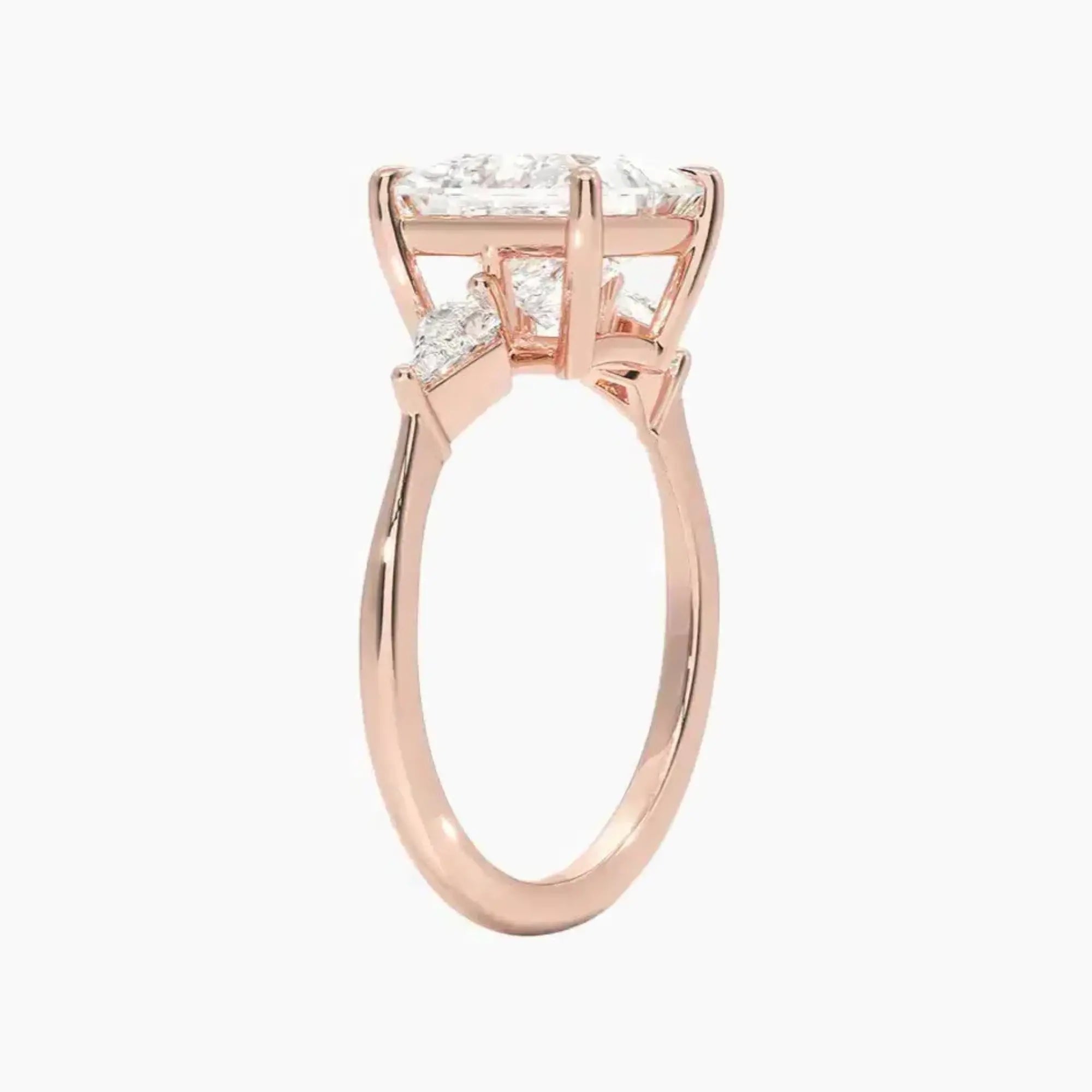 Isolde Princess Three Stone 1 Carat Lab Grown Diamond Engagement Ring in 14K White Gold