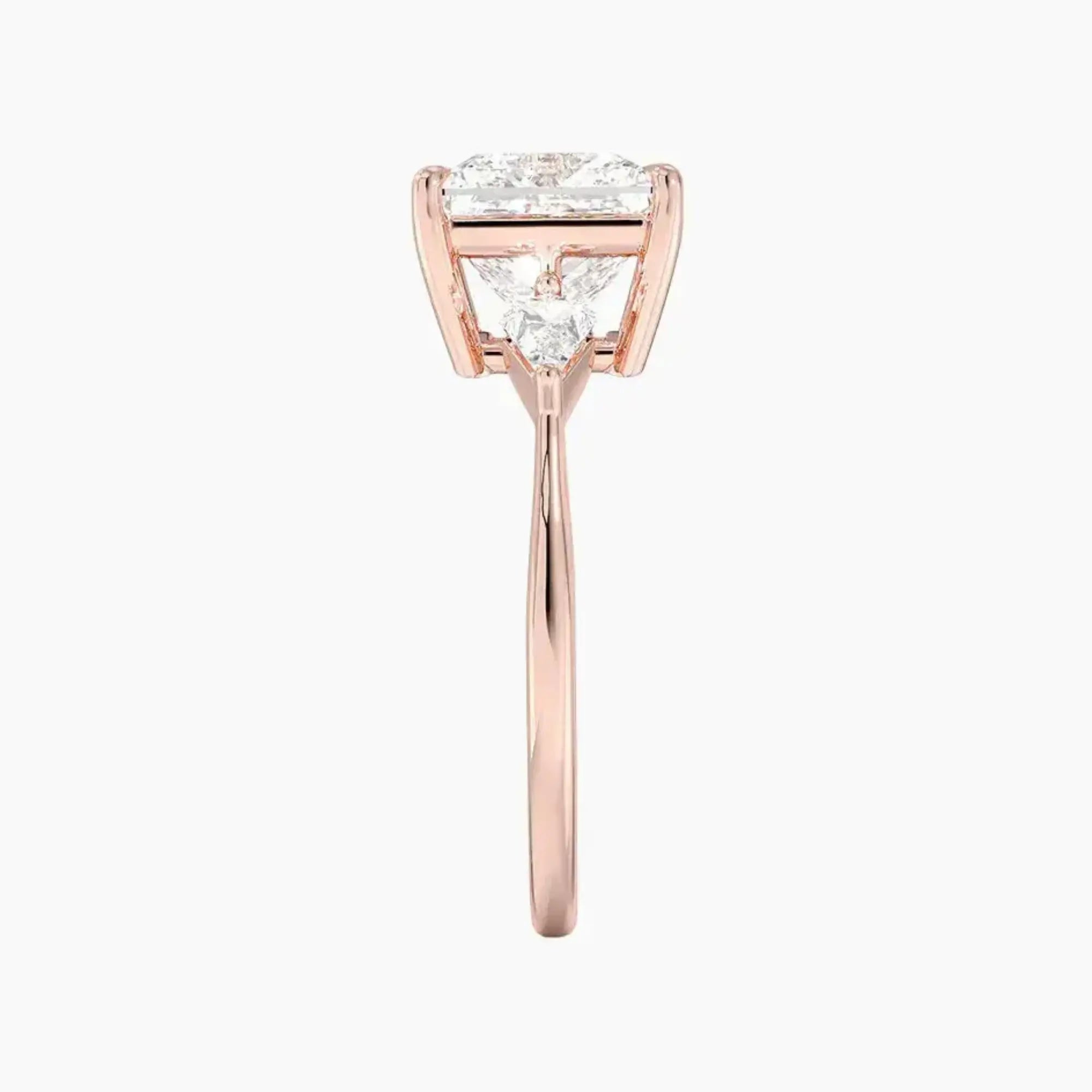 Isolde Princess Three Stone Diamond Ring Setting in 14K White Gold