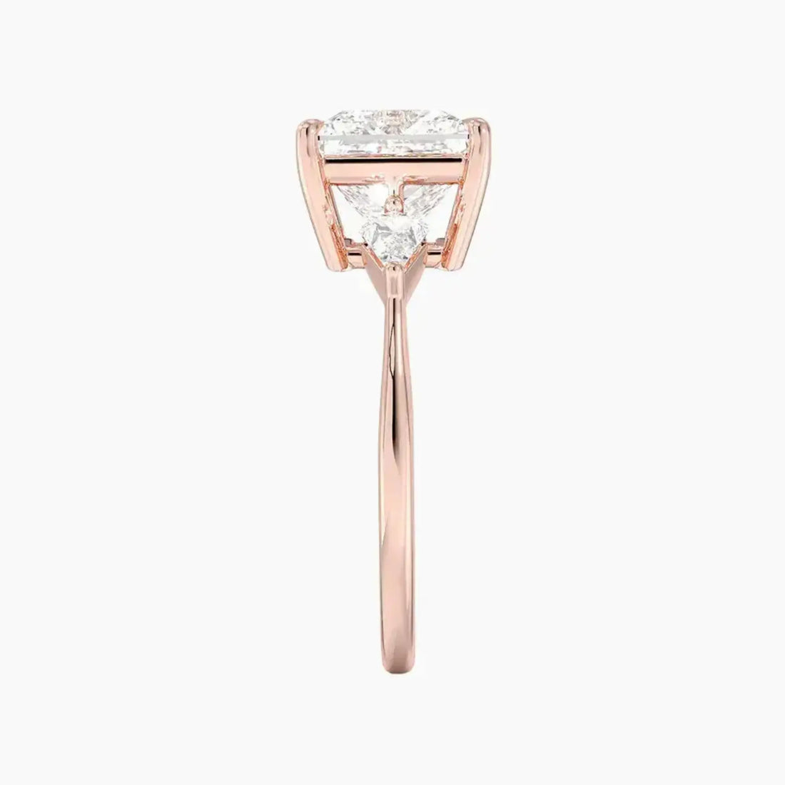Isolde Princess Three Stone Diamond Ring Setting in 14K Rose Gold