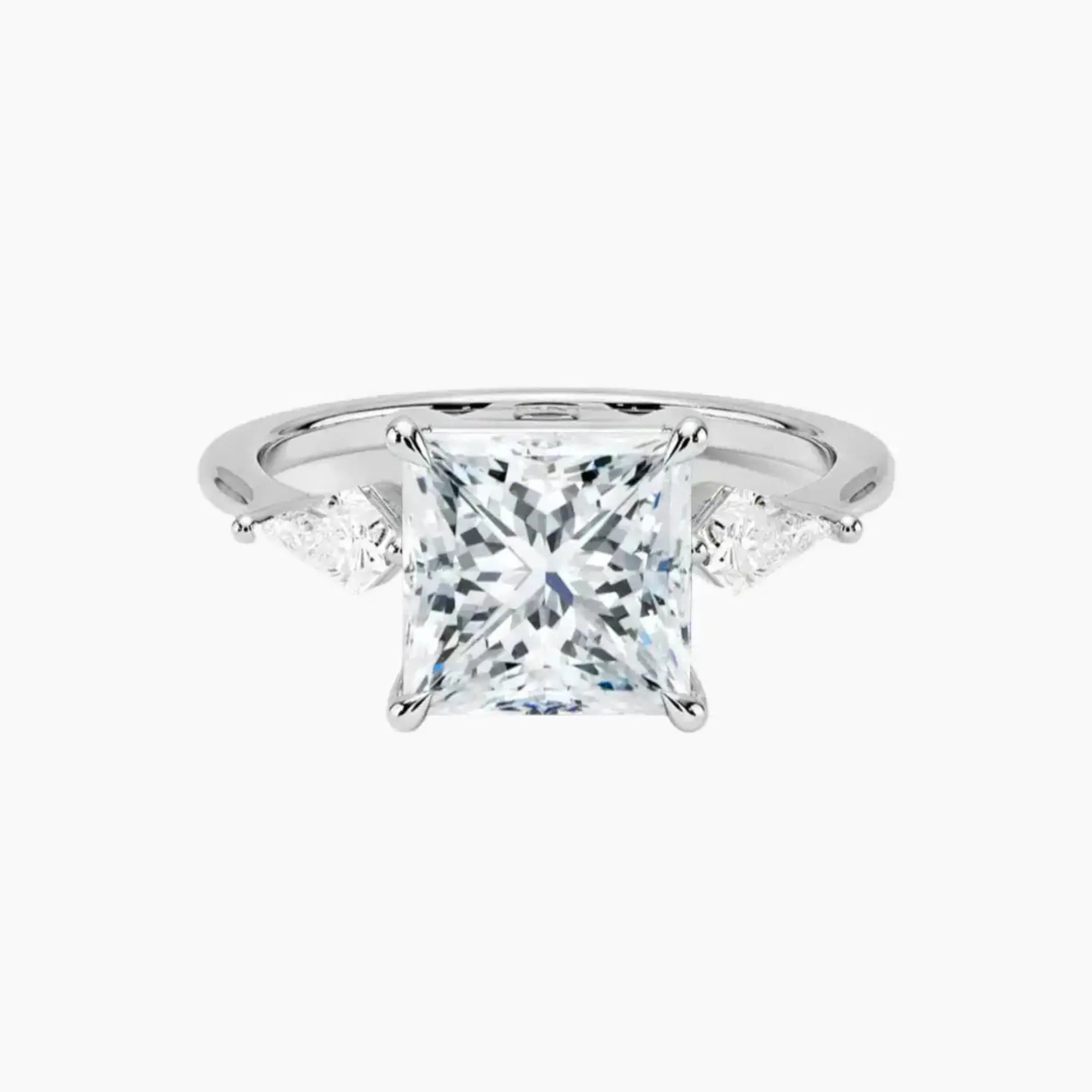 Isolde Princess Three Stone 2 Carat Lab Grown Diamond Engagement Ring in 18K Rose Gold