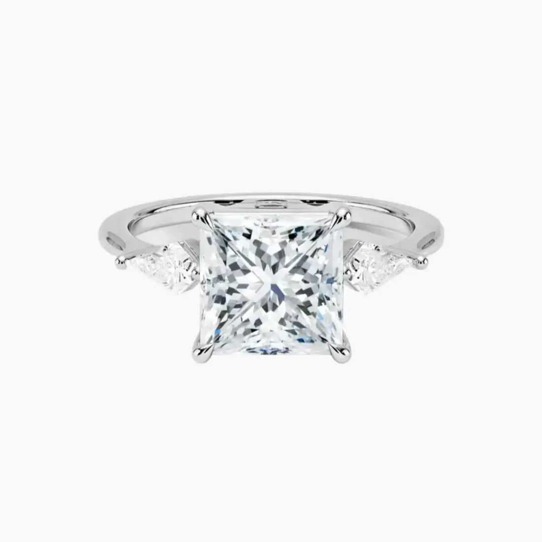 Isolde Princess Three Stone 3 Carat Lab Grown Diamond Engagement Ring in 14K Rose Gold