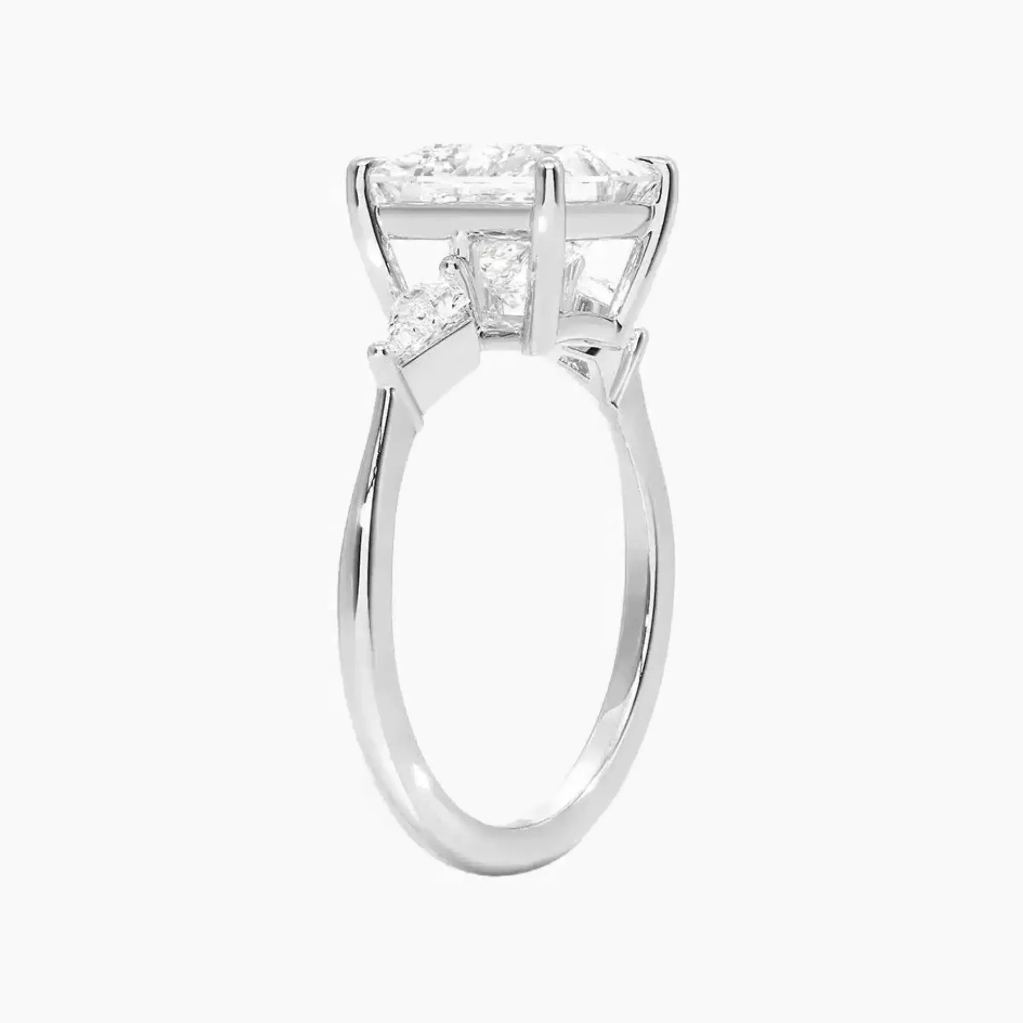 Isolde Princess Three Stone 3 Carat Lab Grown Diamond Engagement Ring in 14K Yellow Gold