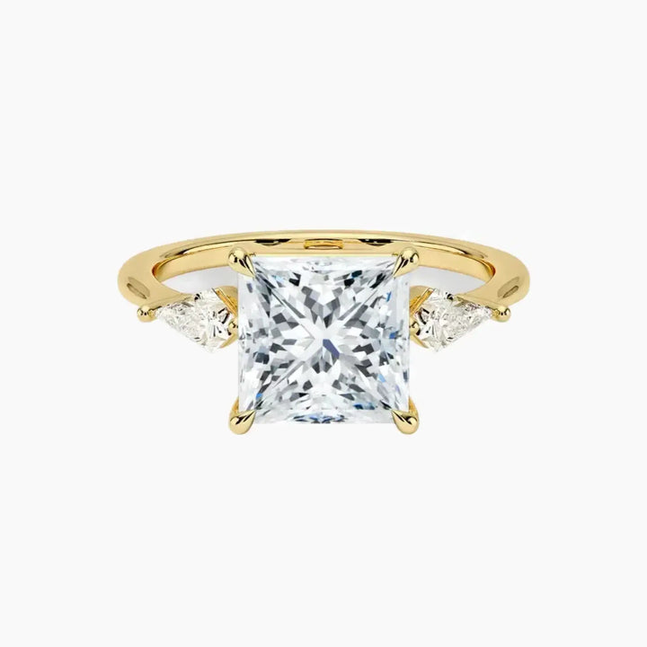 Isolde Princess Three Stone 1.5 Carat Lab Grown Diamond Engagement Ring in 18K Yellow Gold