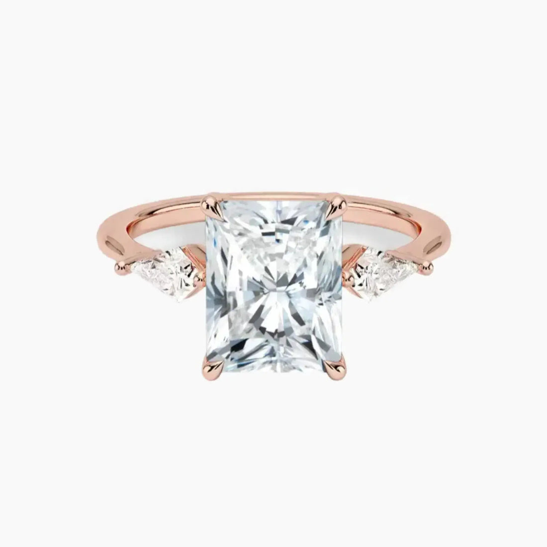 Isolde Radiant Three Stone 2 Carat Lab Grown Diamond Engagement Ring in 14K Rose Gold