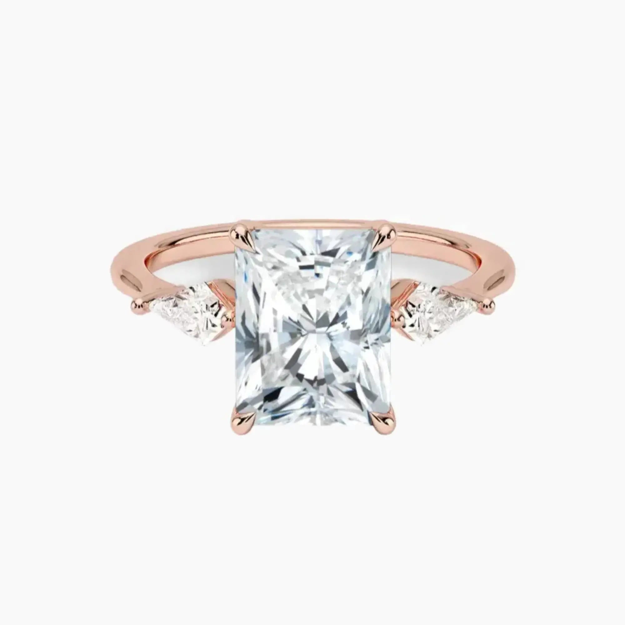 Isolde Radiant Three Stone Diamond Ring Setting in 18K Rose Gold