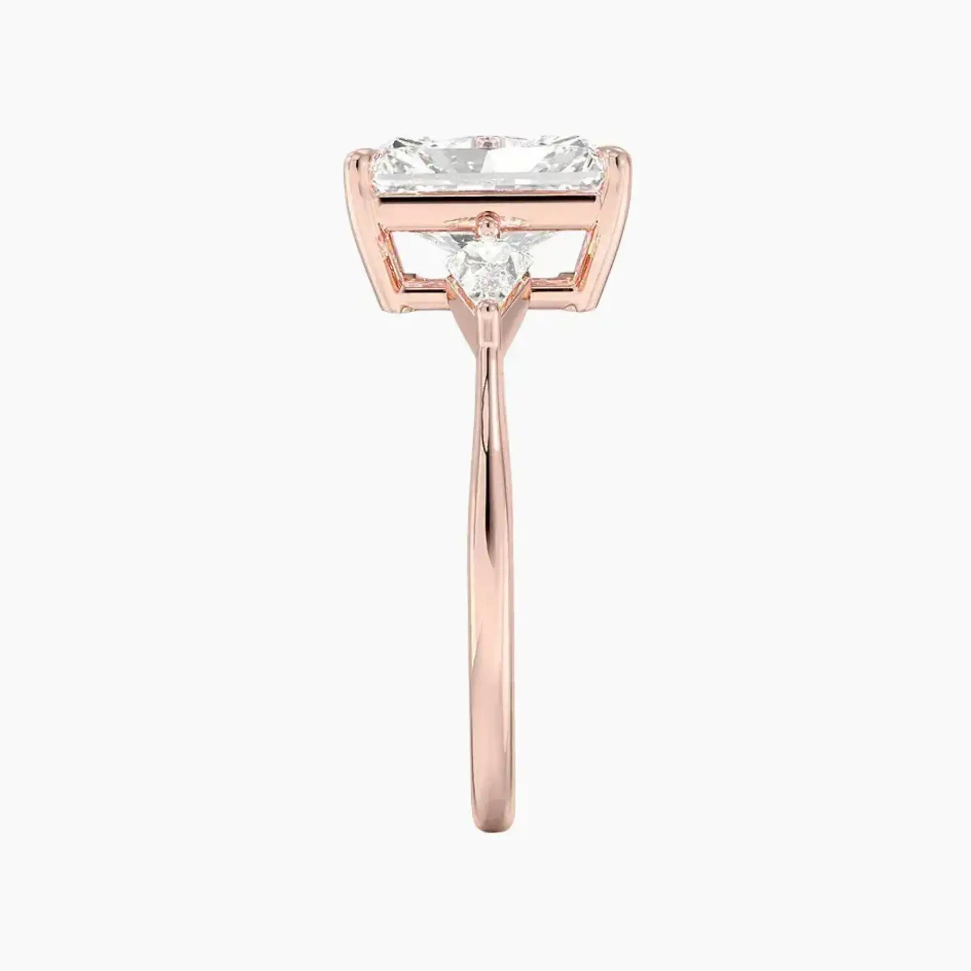 Isolde Radiant Three Stone Diamond Ring Setting in 18K White Gold