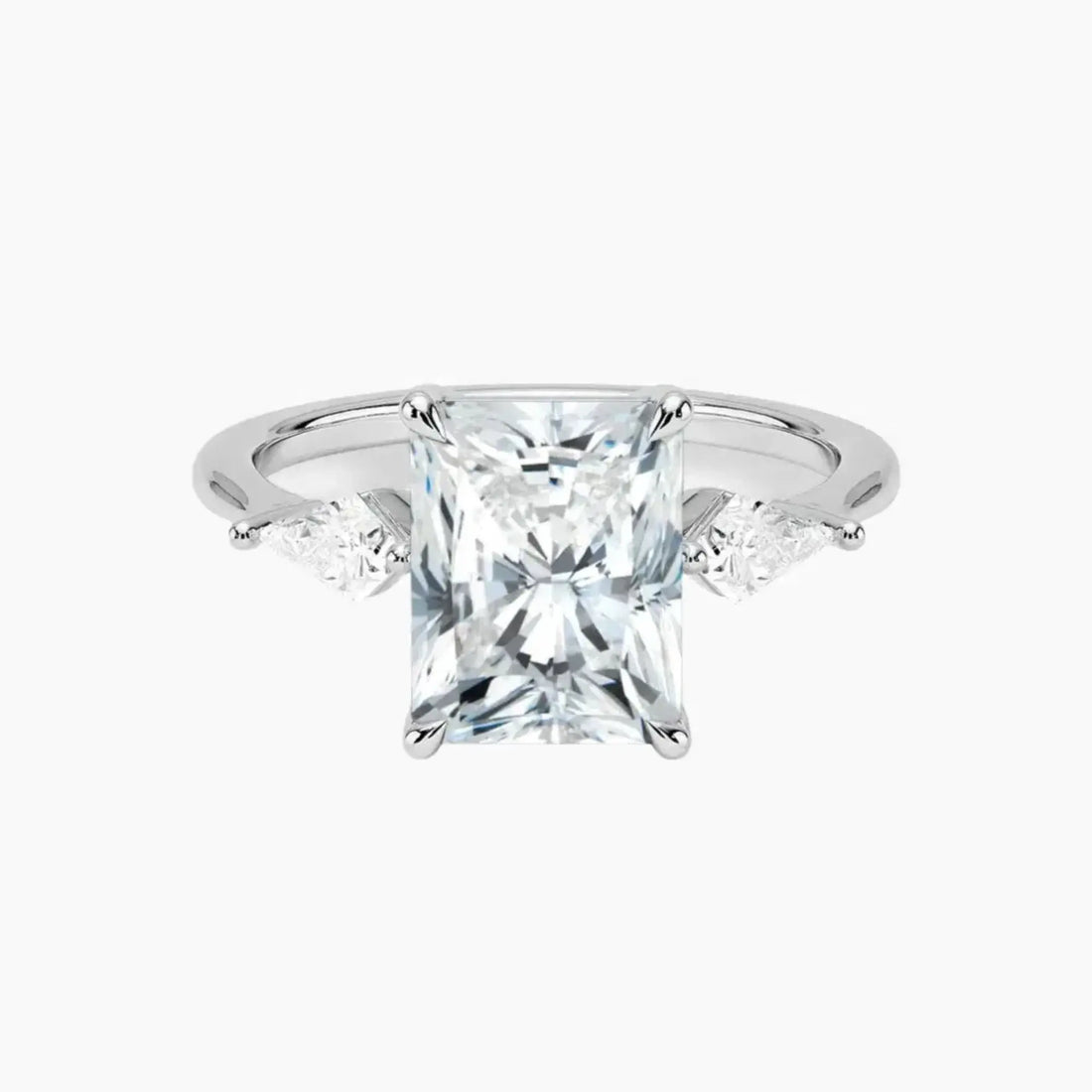 Isolde Radiant Three Stone Diamond Ring Setting in 18K White Gold