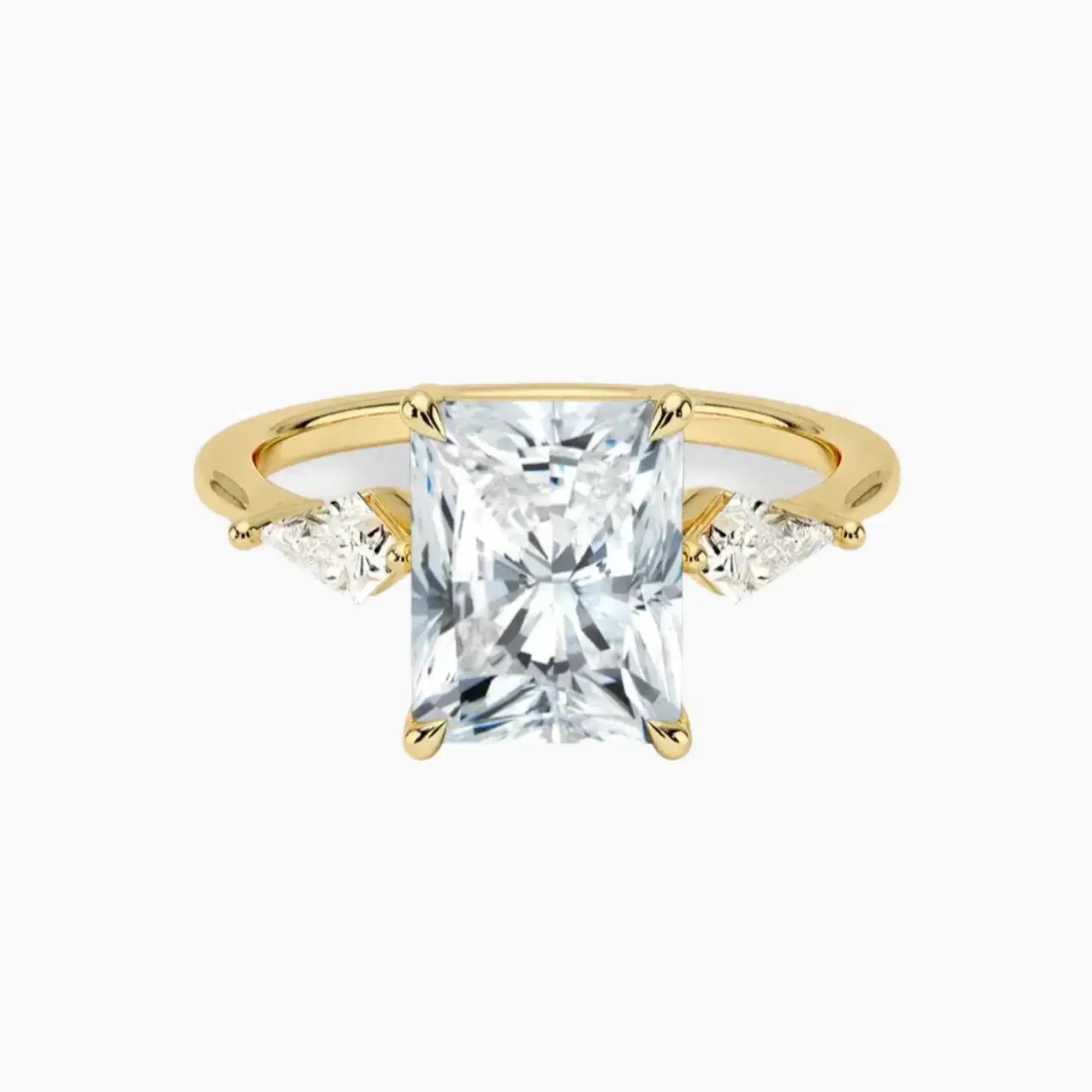 Isolde Radiant Three Stone Diamond Ring Setting in 14K Rose Gold