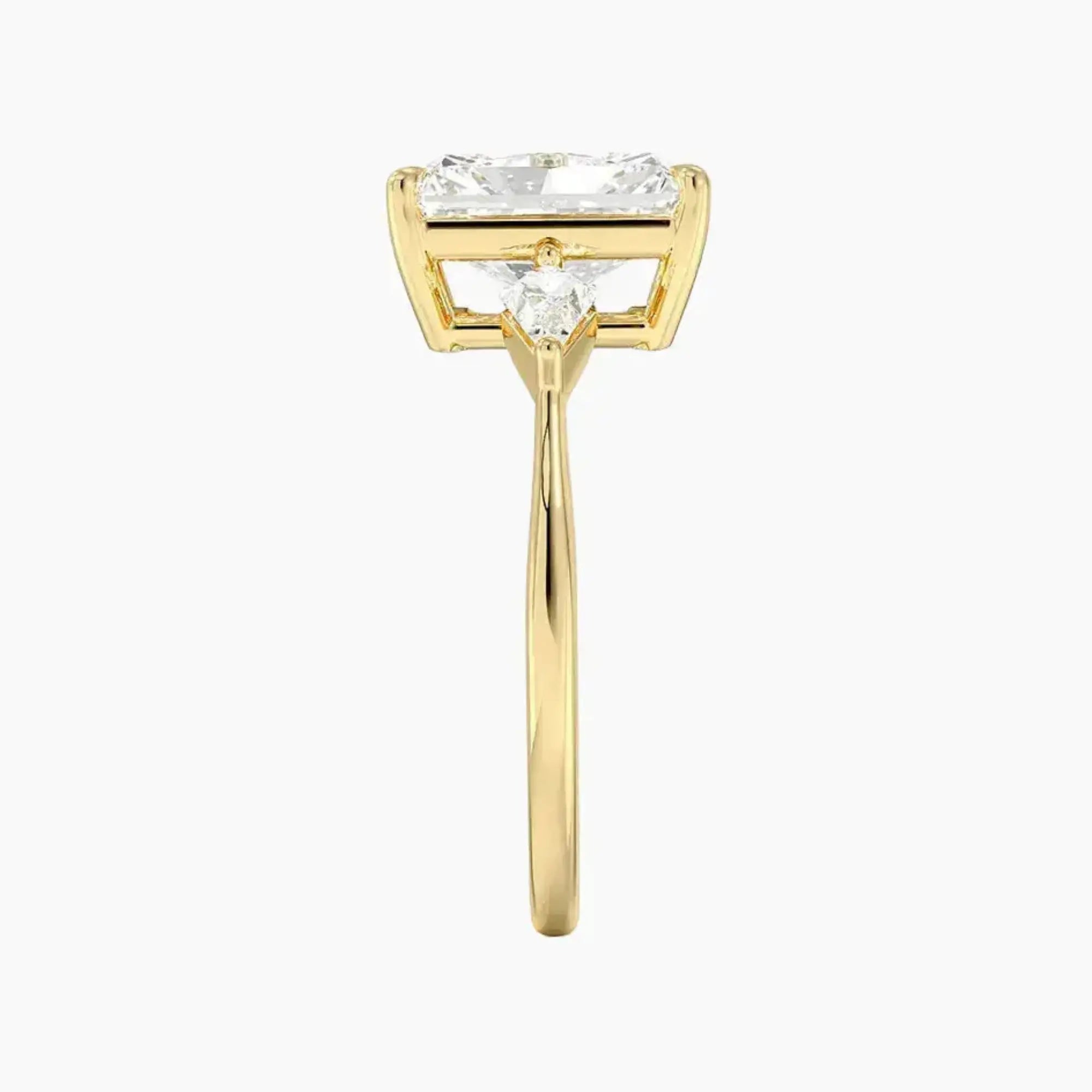 Isolde Radiant Three Stone Diamond Ring Setting in 14K White Gold