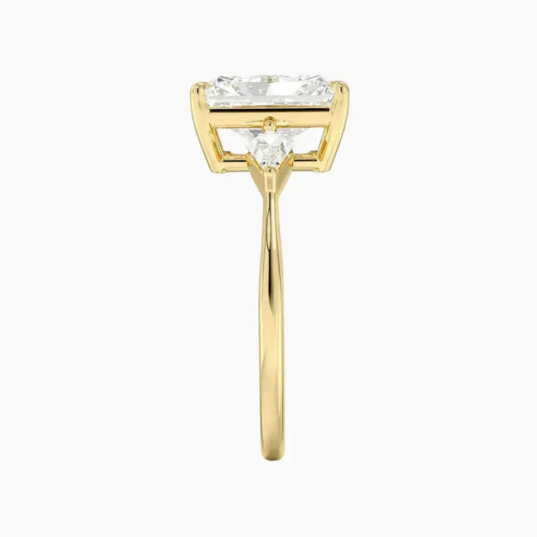 Isolde Radiant Three Stone Diamond Ring Setting in 14K White Gold