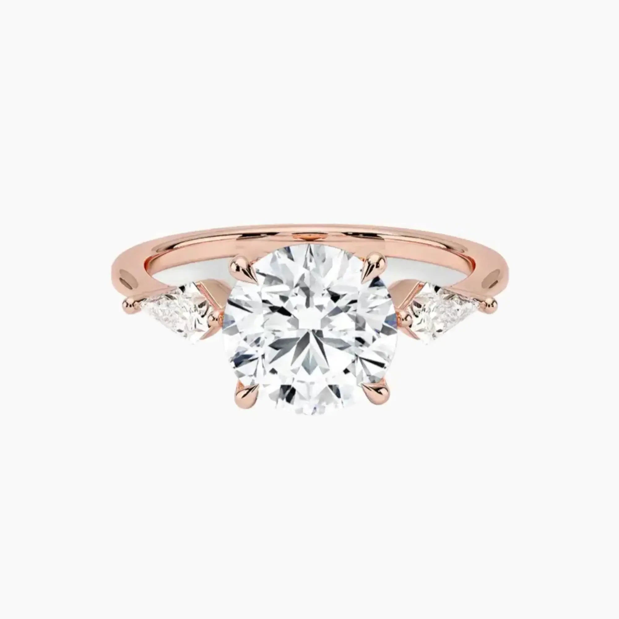 Isolde Round Three Stone 2.5 Carat Lab Grown Diamond Engagement Ring in 14K Yellow Gold