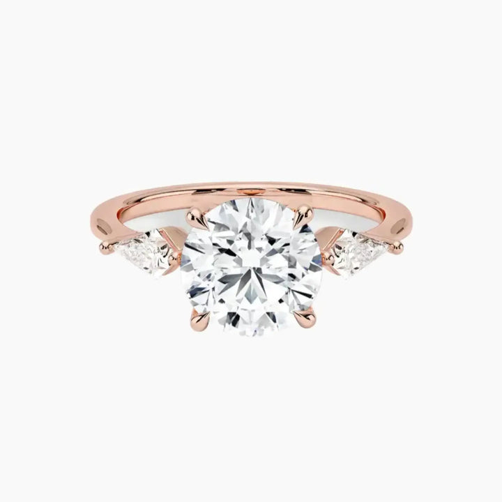 Isolde Round Three Stone 2.5 Carat Lab Grown Diamond Engagement Ring in 14K Rose Gold