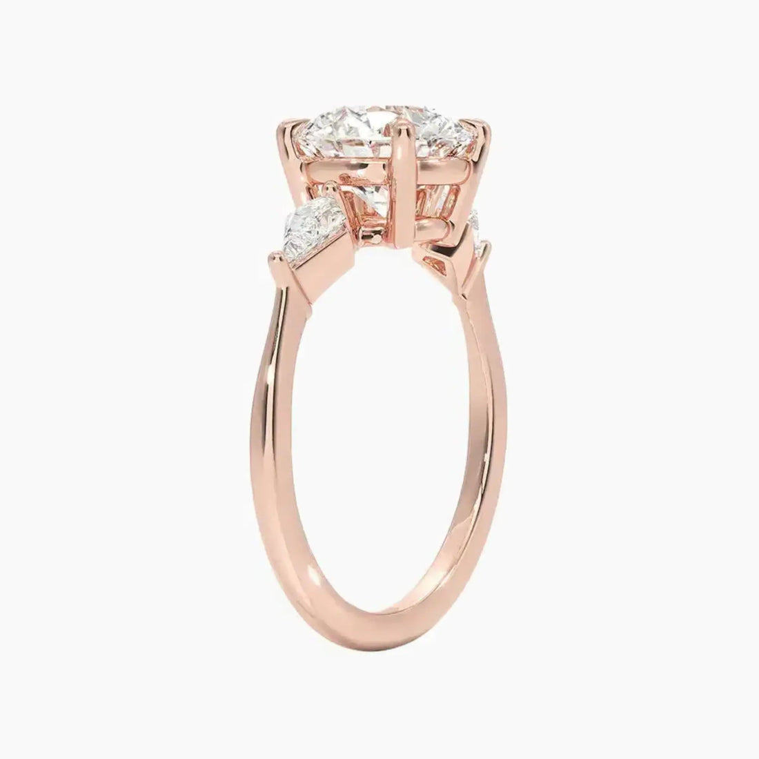 Isolde Round Three Stone 2 Carat Lab Grown Diamond Engagement Ring in 18K Rose Gold
