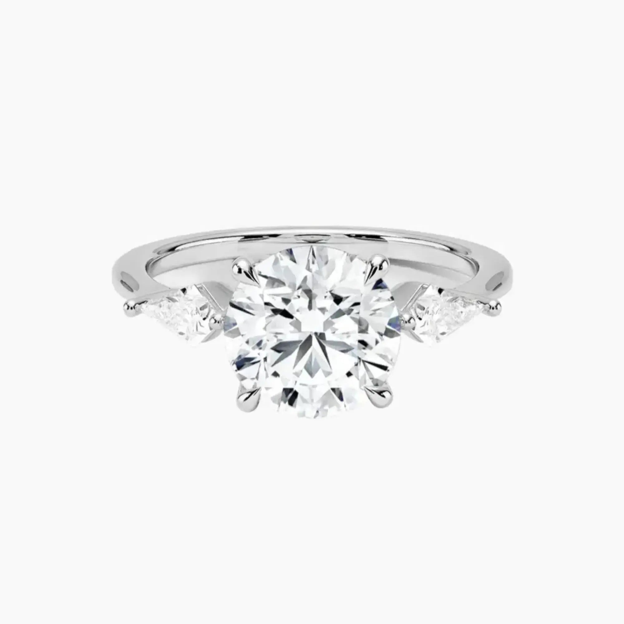 Isolde Round Three Stone 3 Carat Lab Grown Diamond Engagement Ring in 14K White Gold