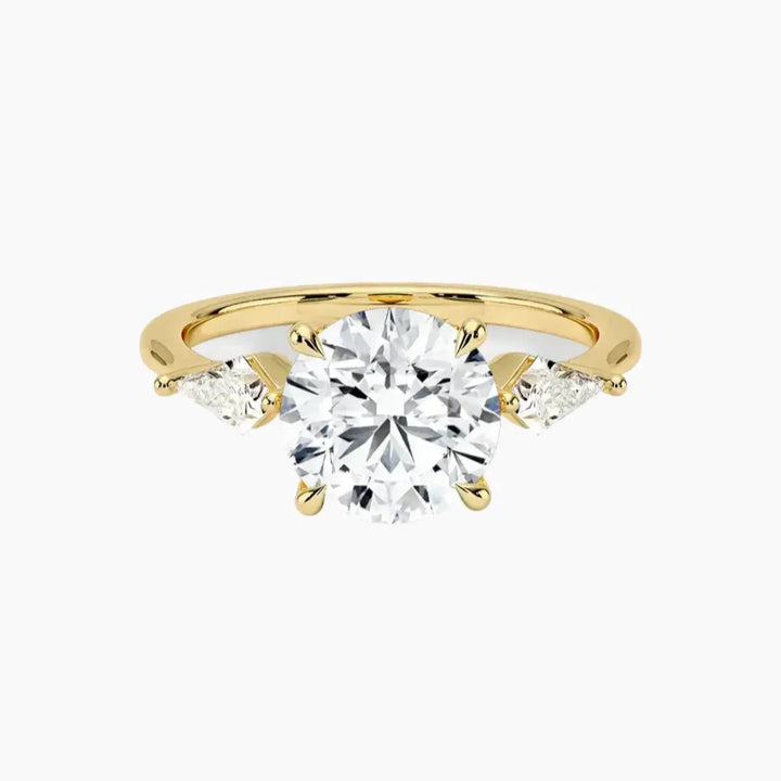 Isolde Round Three Stone 2.5 Carat Lab Grown Diamond Engagement Ring in 14K Yellow Gold