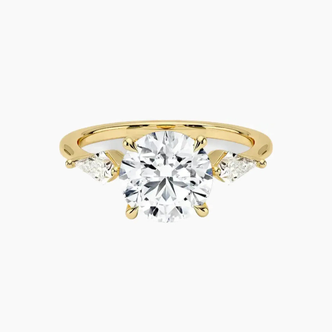 Isolde Round Three Stone Diamond Ring Setting in 18K White Gold
