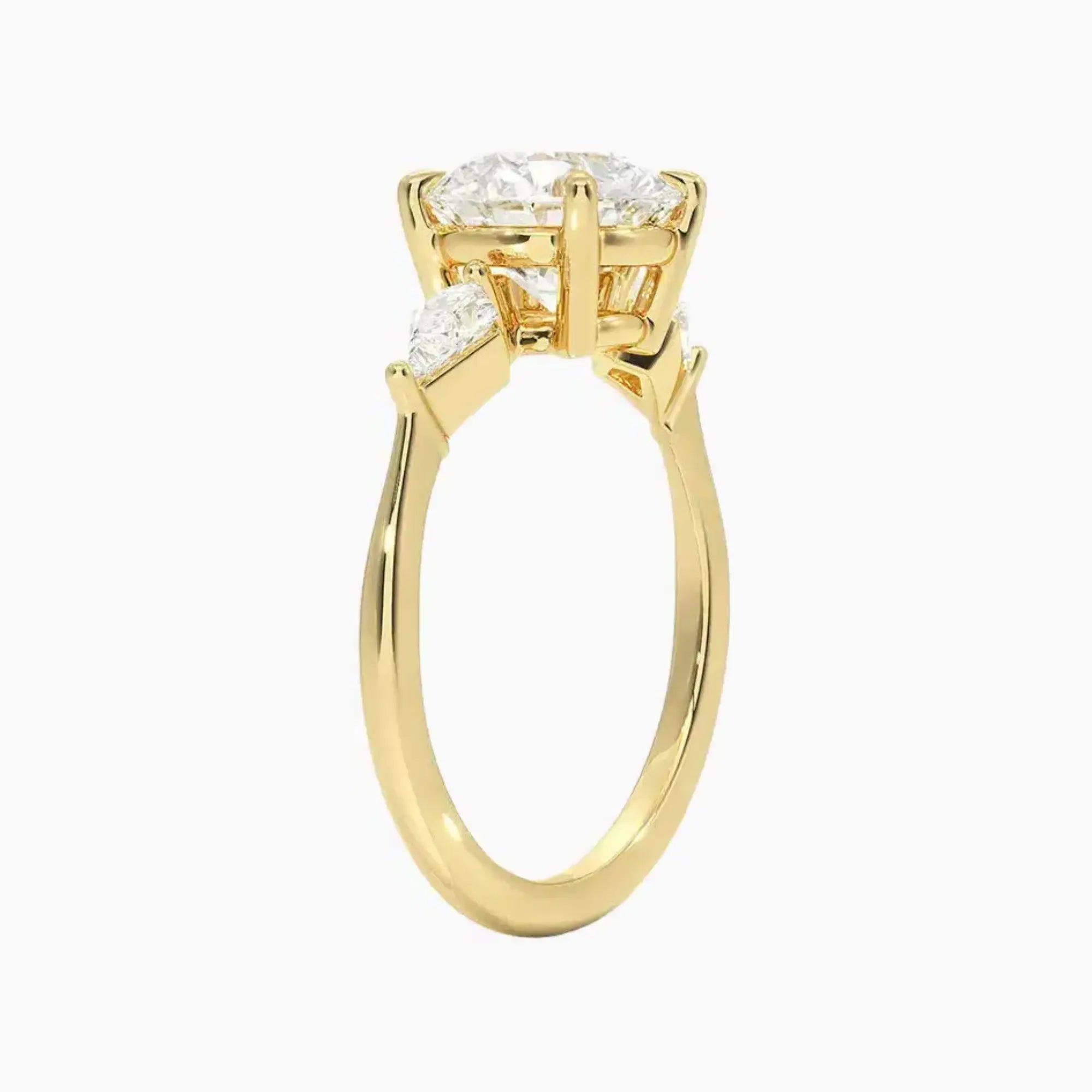 Isolde Round Three Stone 1 Carat Lab Grown Diamond Engagement Ring in 18K Rose Gold
