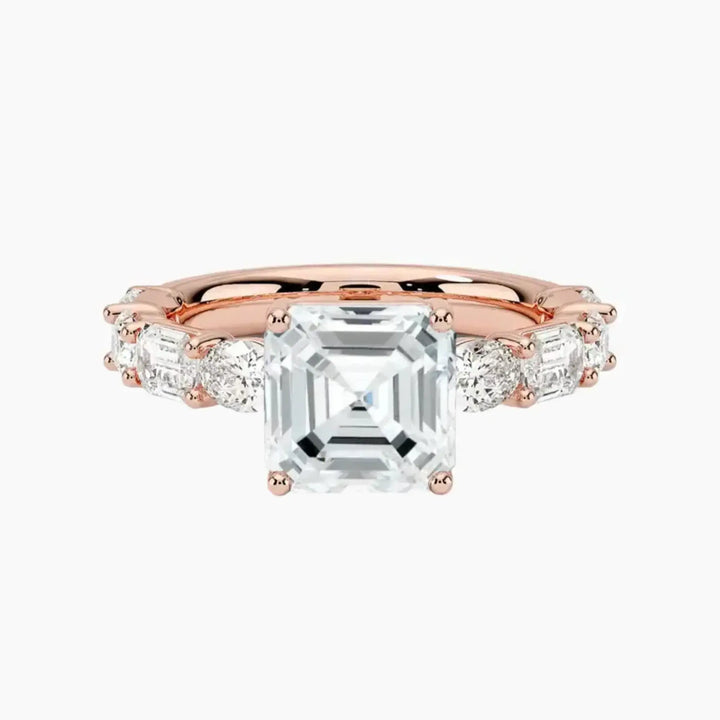 Ariadne Asscher Designer 3 Carat Lab Grown Diamond Engagement Ring in 14K Rose Gold
