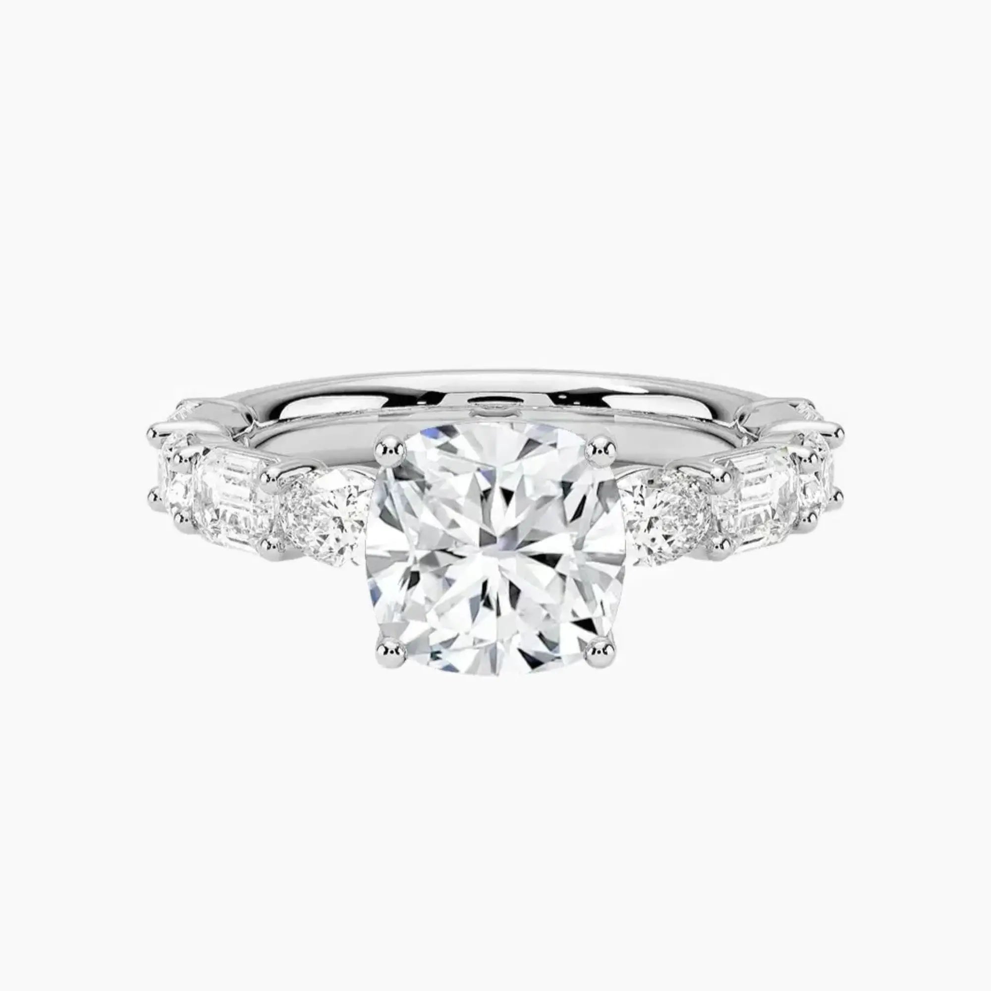 Ariadne Cushion Designer 2.5 Carat Lab Grown Diamond Engagement Ring in 14K White Gold