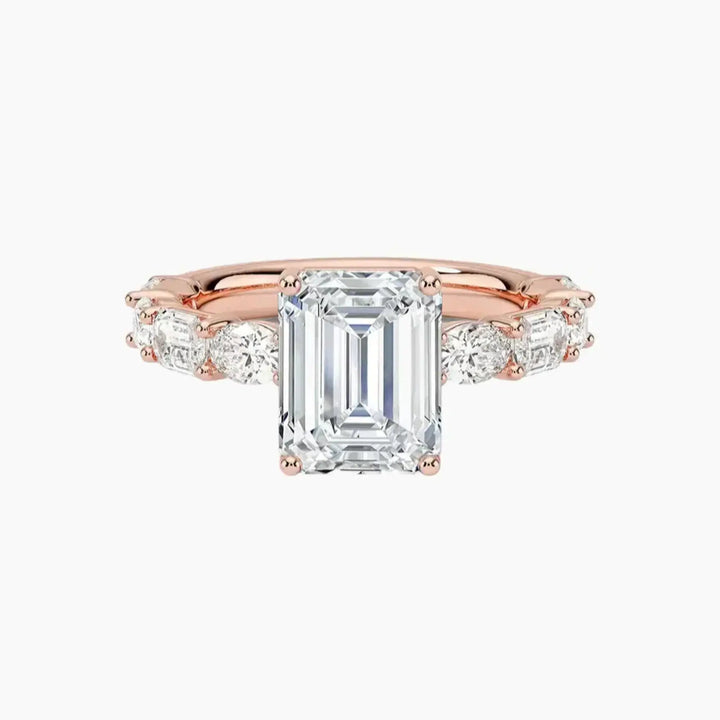 Ariadne Emerald Designer 3 Carat Lab Grown Diamond Engagement Ring in 14K Rose Gold