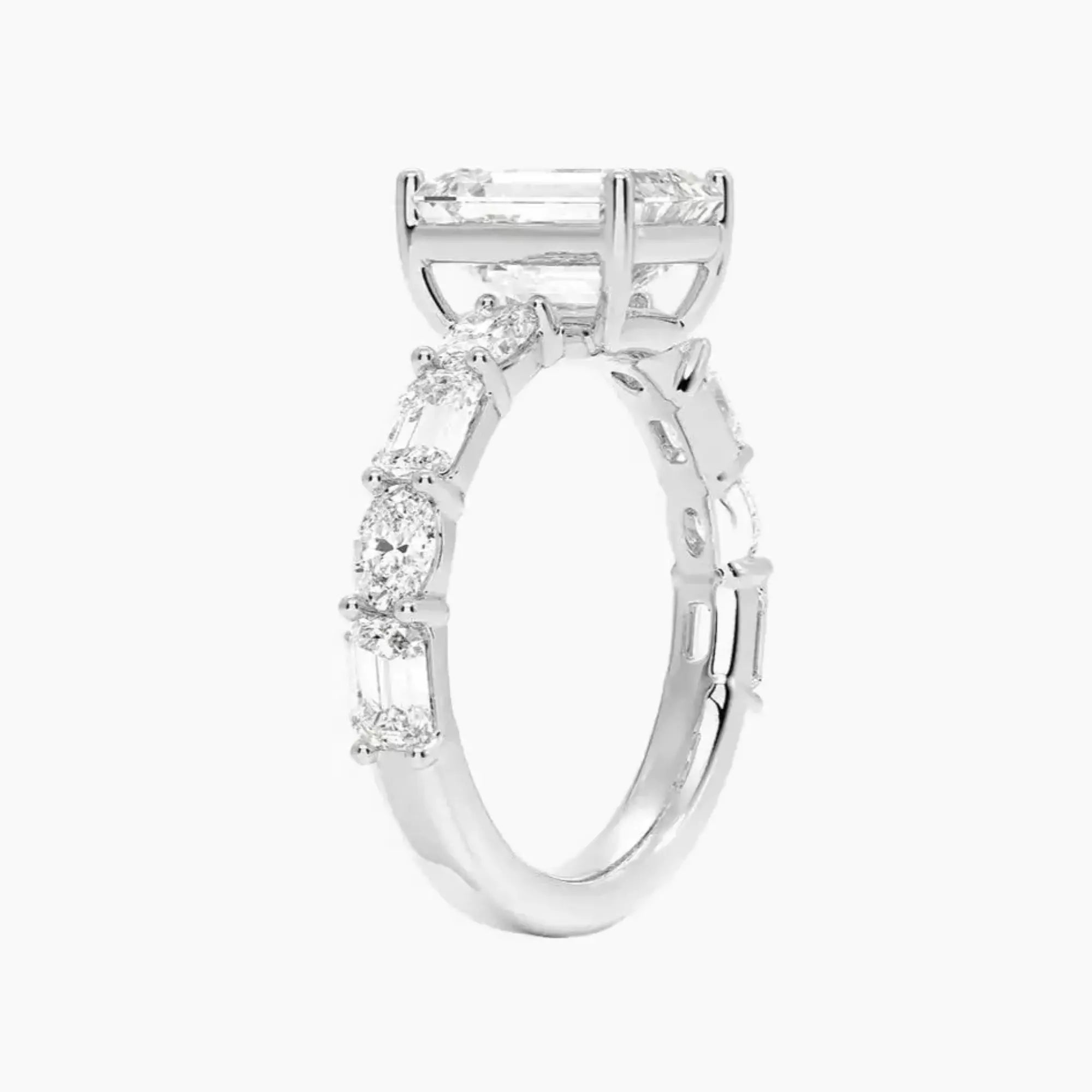 Ariadne Emerald Designer Diamond Ring Setting in 18K White Gold