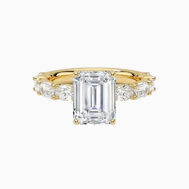 Ariadne Emerald Designer 2.5 Carat Lab Grown Diamond Engagement Ring in 14K Yellow Gold