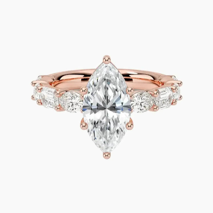 Ariadne Marquise Designer 1.5 Carat Lab Grown Diamond Engagement Ring in 18K Rose Gold