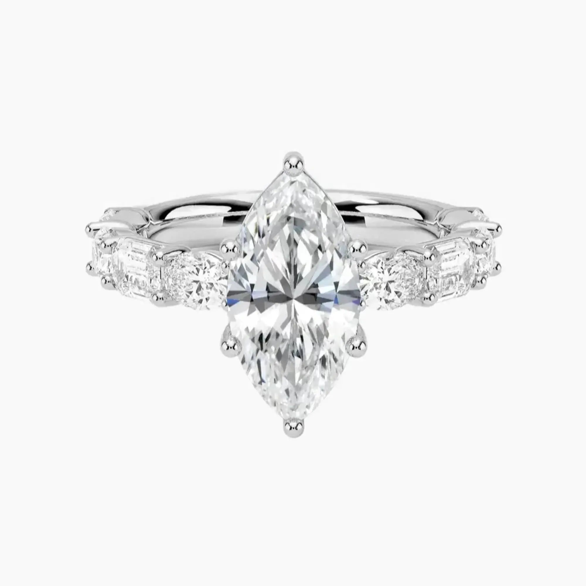 Ariadne Marquise Designer 1.5 Carat Lab Grown Diamond Engagement Ring in 18K White Gold