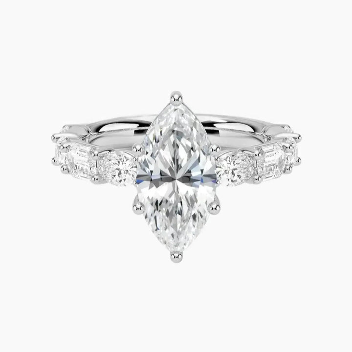 Ariadne Marquise Designer 1 Carat Lab Grown Diamond Engagement Ring in 14K White Gold