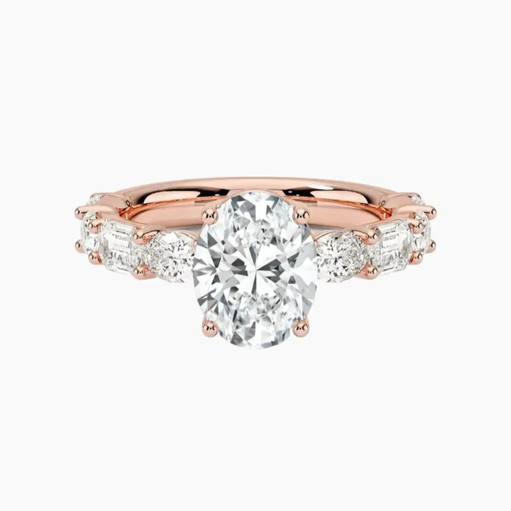 Ariadne Oval Designer 2.5 Carat Lab Grown Diamond Engagement Ring in 14K Rose Gold