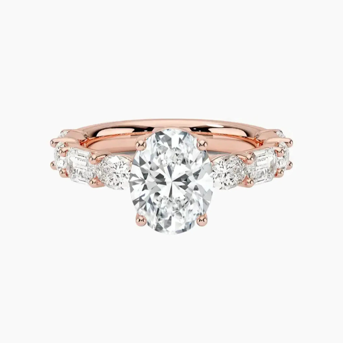 Ariadne Oval Designer 1 Carat Lab Grown Diamond Engagement Ring in 18K Rose Gold