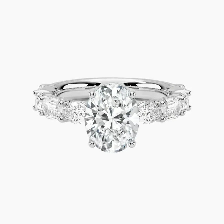 Ariadne Oval Designer 1 Carat Lab Grown Diamond Engagement Ring in 18K White Gold