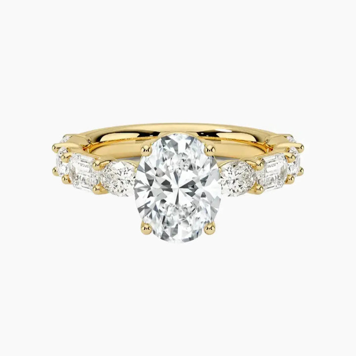 Ariadne Oval Designer 2 Carat Lab Grown Diamond Engagement Ring in 18K Yellow Gold