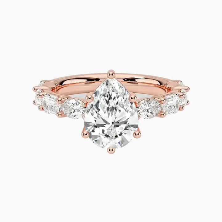 Ariadne Pear Designer 3 Carat Lab Grown Diamond Engagement Ring in 18K Rose Gold