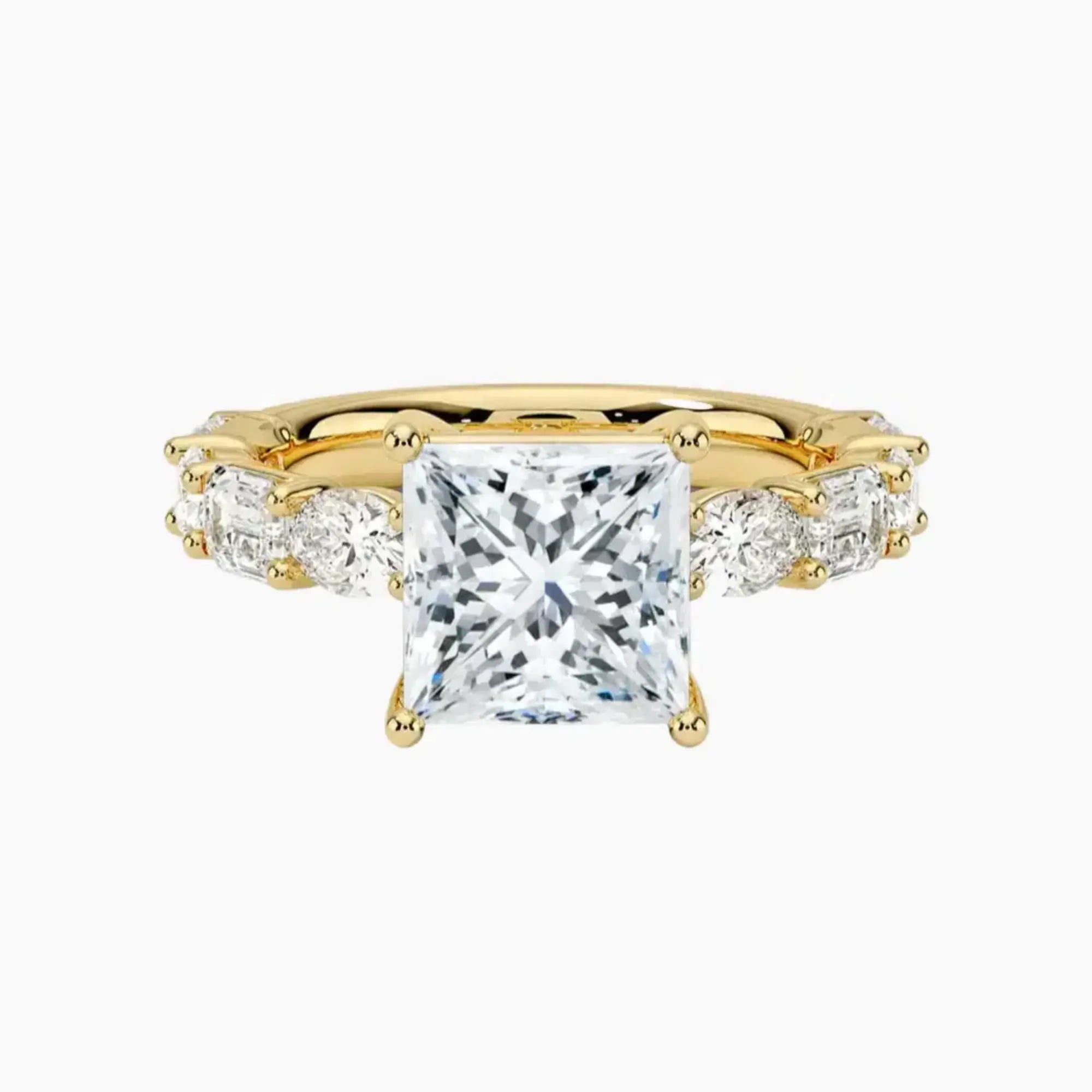 Ariadne Princess Designer Diamond Ring Setting in 18K Yellow Gold