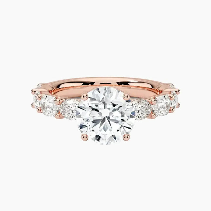 Ariadne Round Designer 2.5 Carat Lab Grown Diamond Engagement Ring in 18K Rose Gold