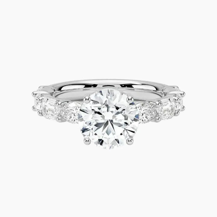 Ariadne Round Designer 3 Carat Lab Grown Diamond Engagement Ring in 14K White Gold