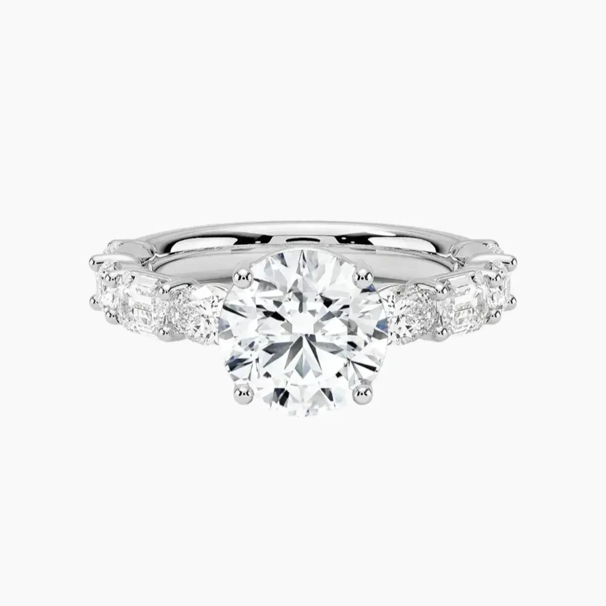 Ariadne Round Designer 2 Carat Lab Grown Diamond Engagement Ring in 14K White Gold