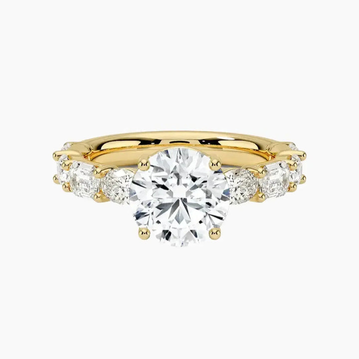 Ariadne Round Designer 2 Carat Lab Grown Diamond Engagement Ring in 18K Yellow Gold