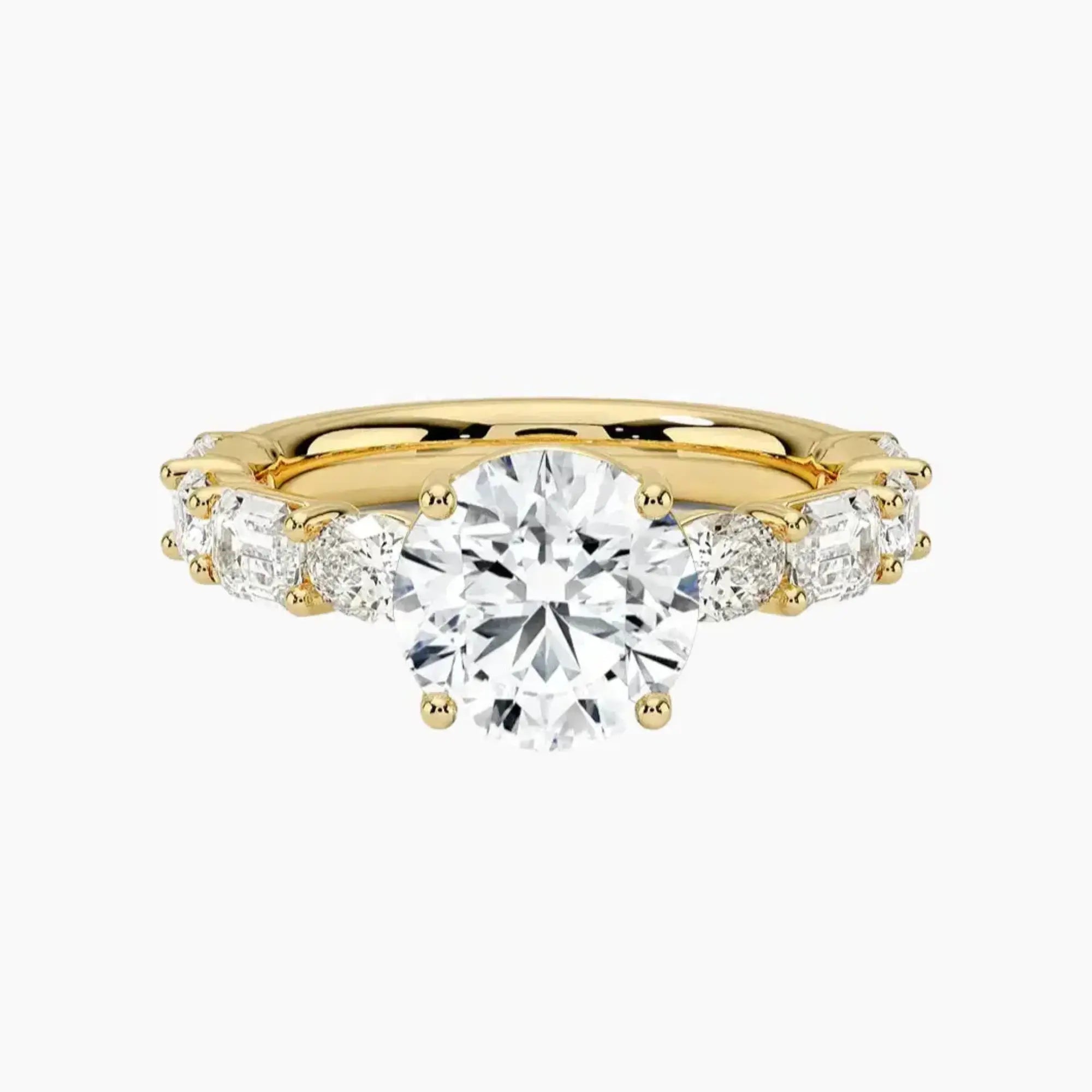 Ariadne Round Designer 3 Carat Lab Grown Diamond Engagement Ring in 14K White Gold