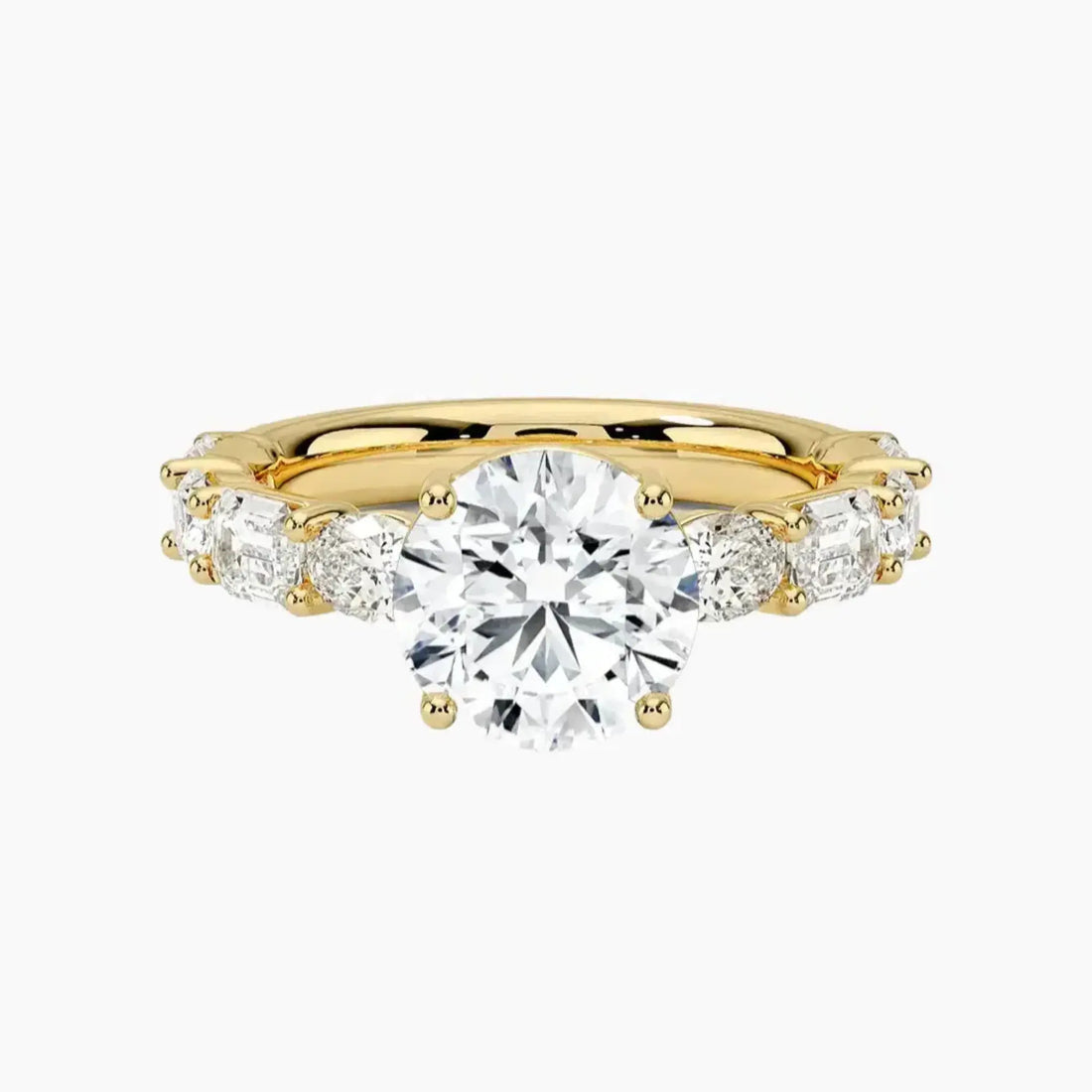 Ariadne Round Designer 1 Carat Lab Grown Diamond Engagement Ring in 14K Yellow Gold