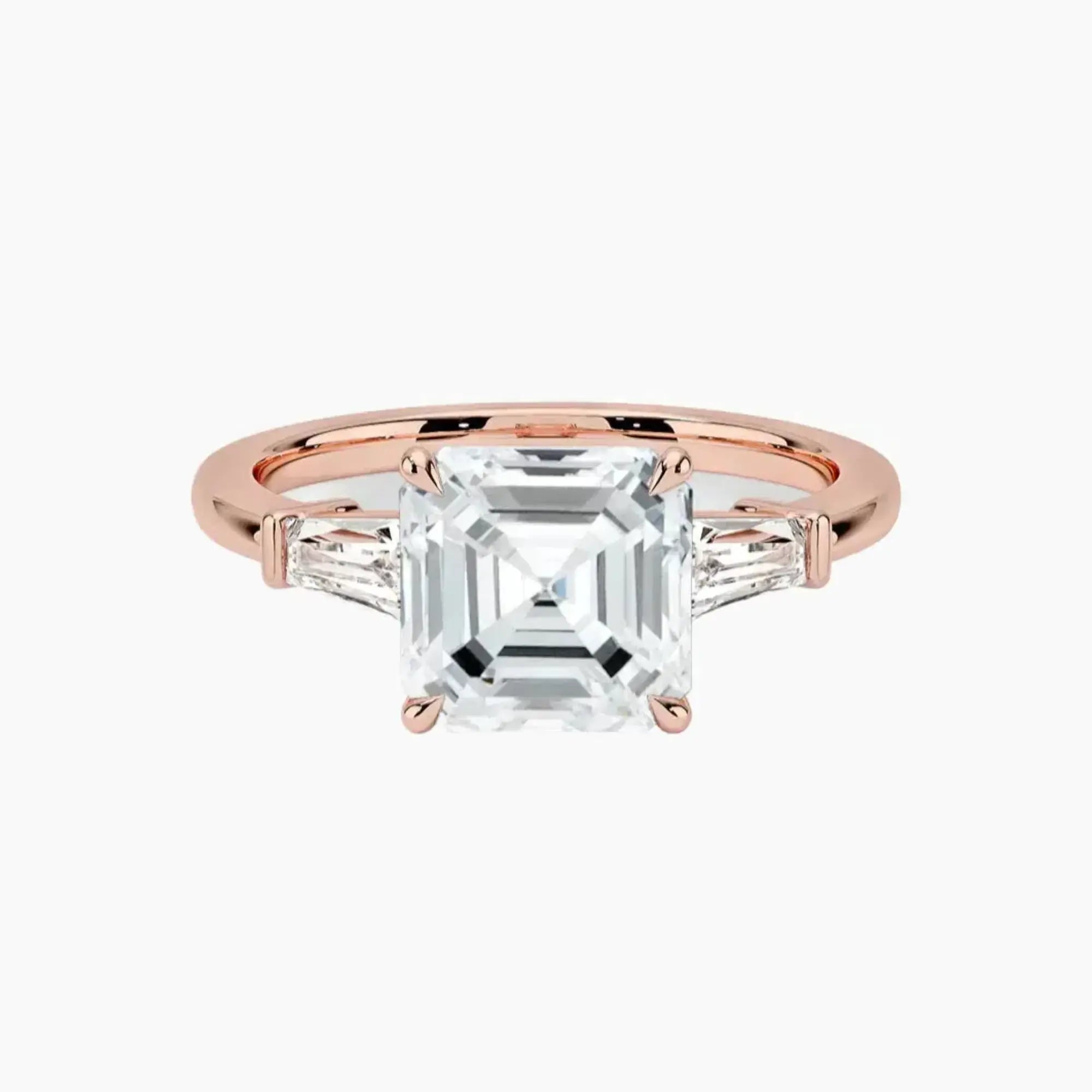 Nyx Asscher Three Stone 1.5 Carat Lab Grown Diamond Engagement Ring in 14K Rose Gold