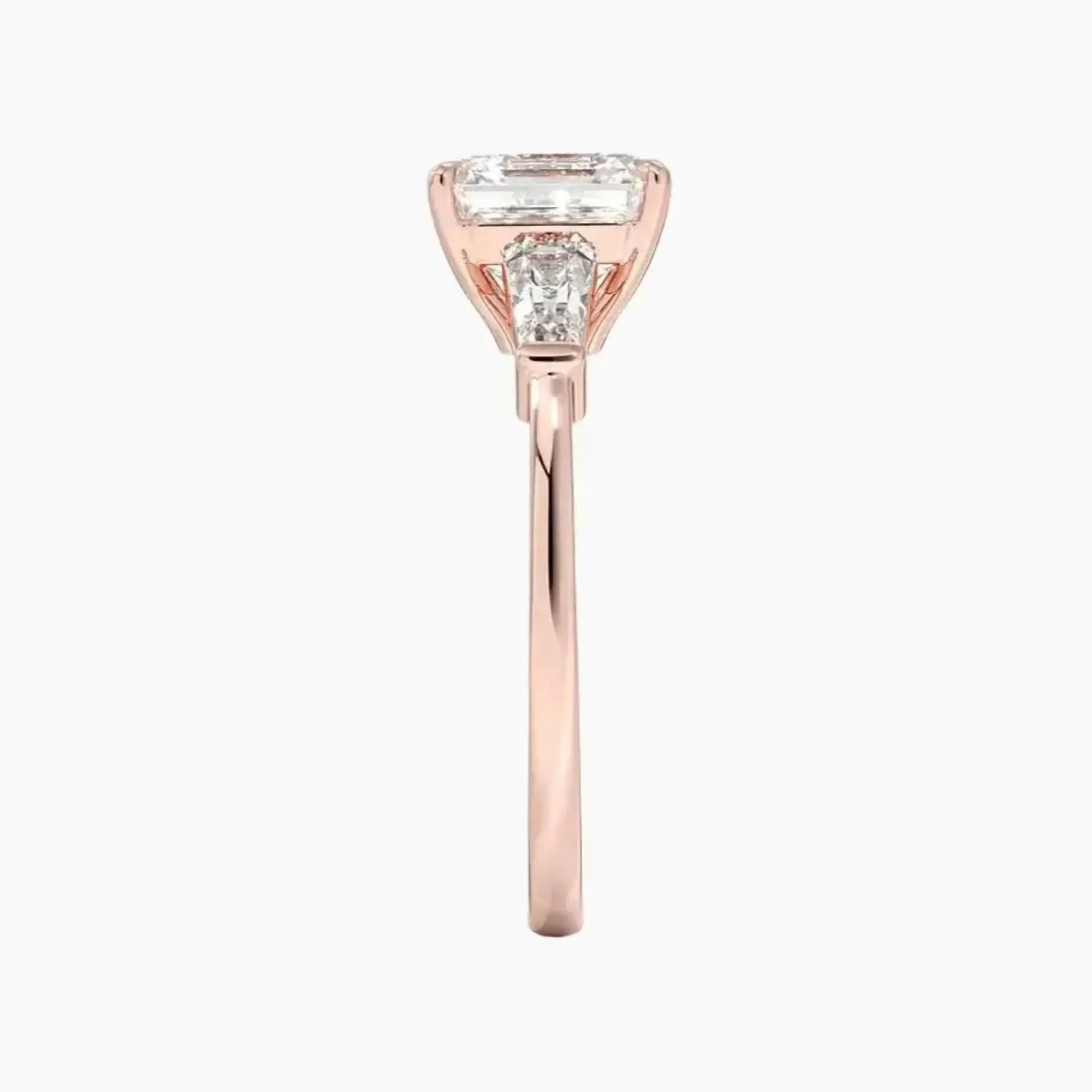 Nyx Asscher Three Stone Diamond Ring Setting in 18K Rose Gold