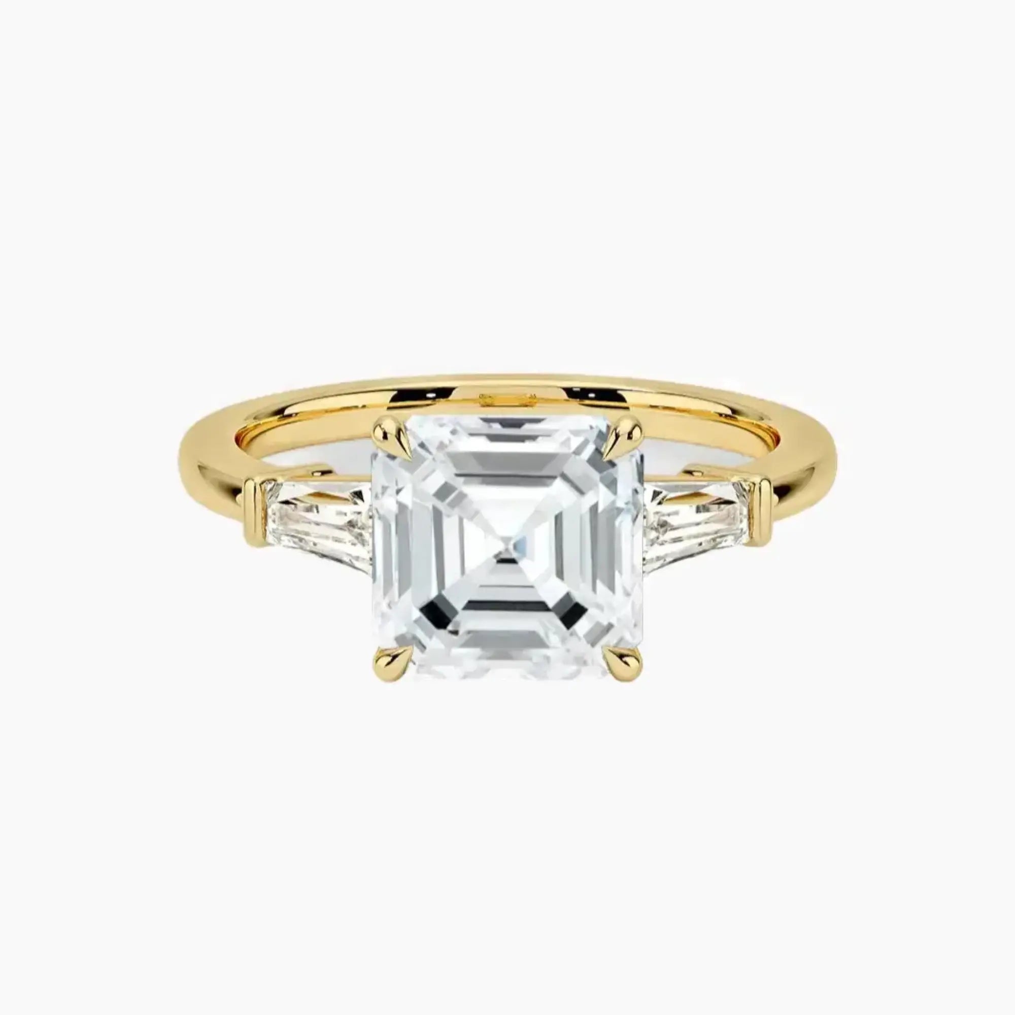 Nyx Asscher Three Stone 3 Carat Lab Grown Diamond Engagement Ring in 18K Rose Gold