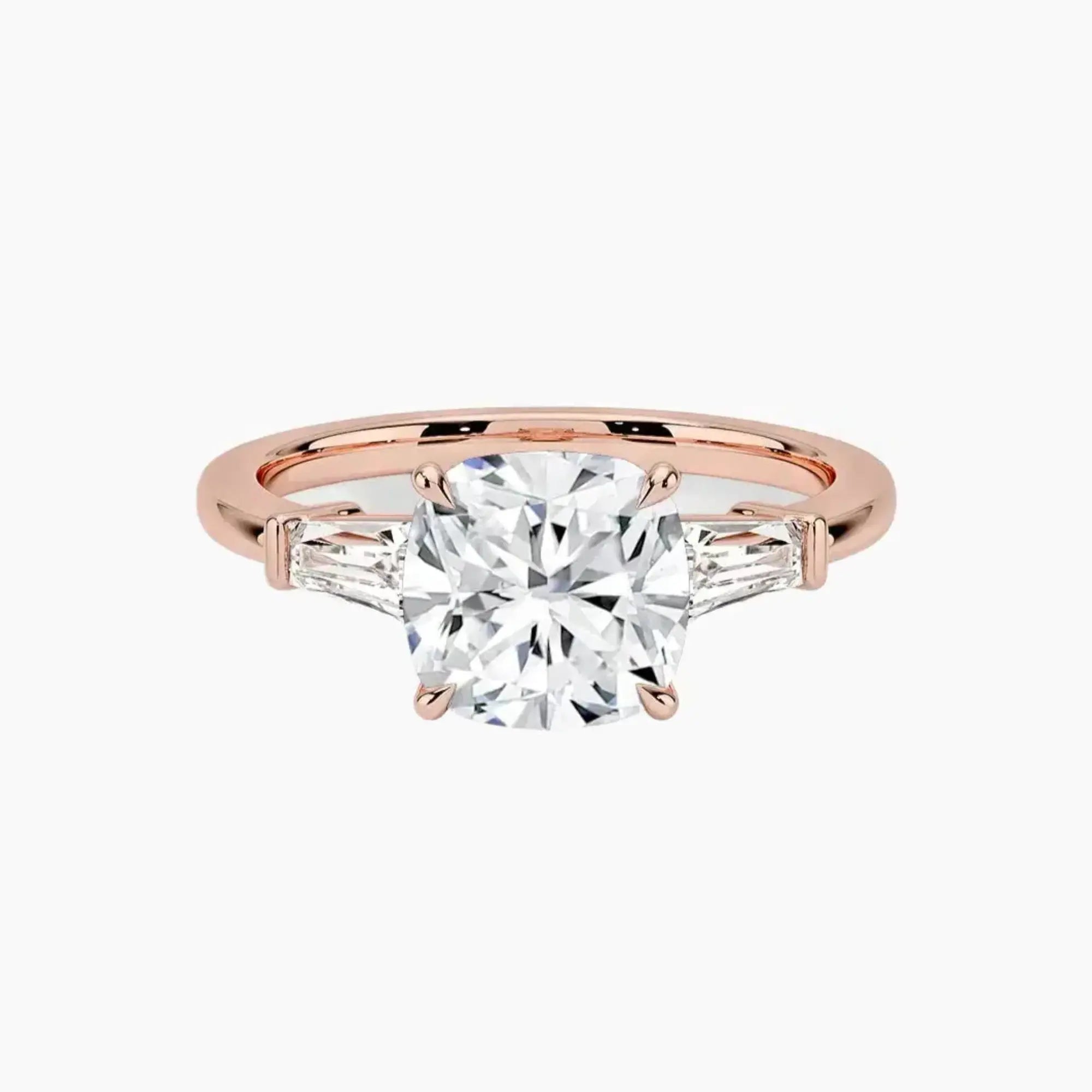 Nyx Cushion Three Stone Diamond Ring Setting in 14K Rose Gold