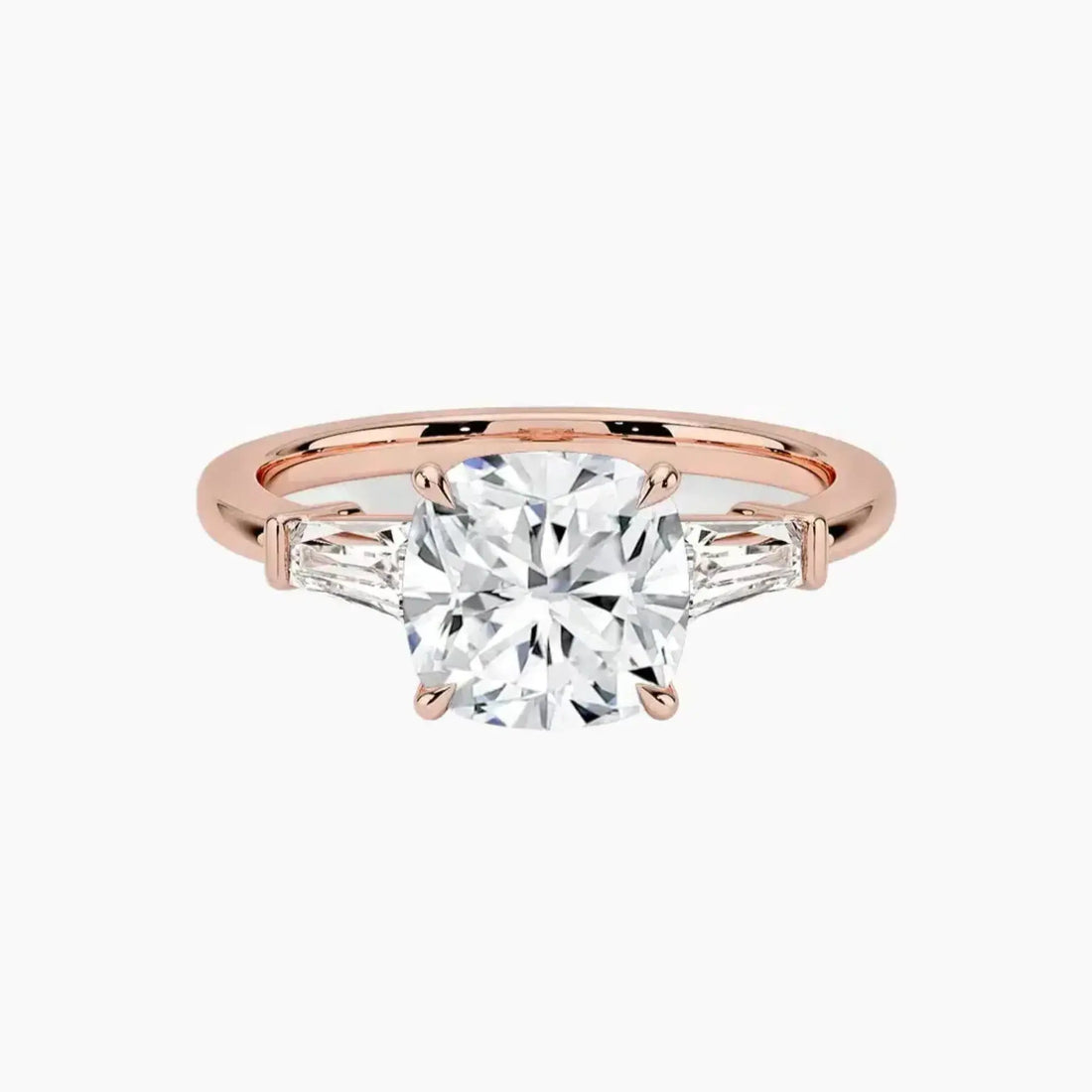 Nyx Cushion Three Stone 2 Carat Lab Grown Diamond Engagement Ring in 18K Rose Gold